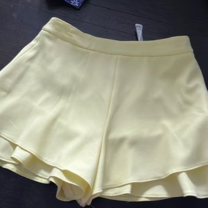 Zara Light Yellow Women Shorts Skorts